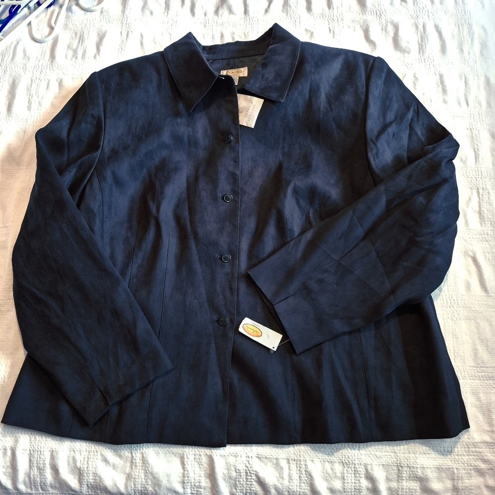 Talbots womens 22W dark navy blue almost black blazer 5 button NWT